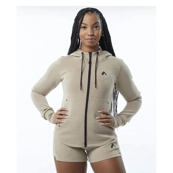 New Alphalete Women's ELMTS Full-Zip Athletic Jacket- Tan  Size S (267210)
