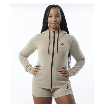 New Alphalete Women's ELMTS Full-Zip Athletic Jacket- Tan  Size S (267210)