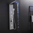 5-in-1 LED Shower Panel Tower System Stainless Steel Rainfall + waterfall heads | 3 massage sprays | Handheld shower | Waterfall tub spout | LED lights | Wall mount