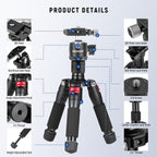 NEEWER Mini Tripod for Camera with 360° Ball Head Aluminum Alloy 20"/ 50cm 1/4"