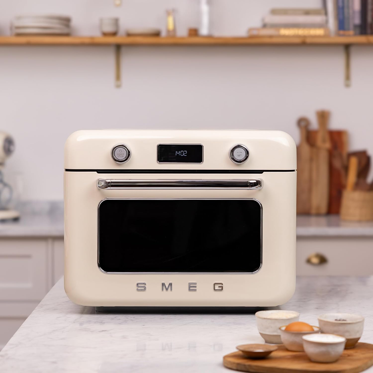 SMEG COF01Countertop Combi Oven - Multi-Function Grill, Air Fry, Steam, Bake, Convection, Defrost, and Warm, 10 Cooking Functions - Made In Italy