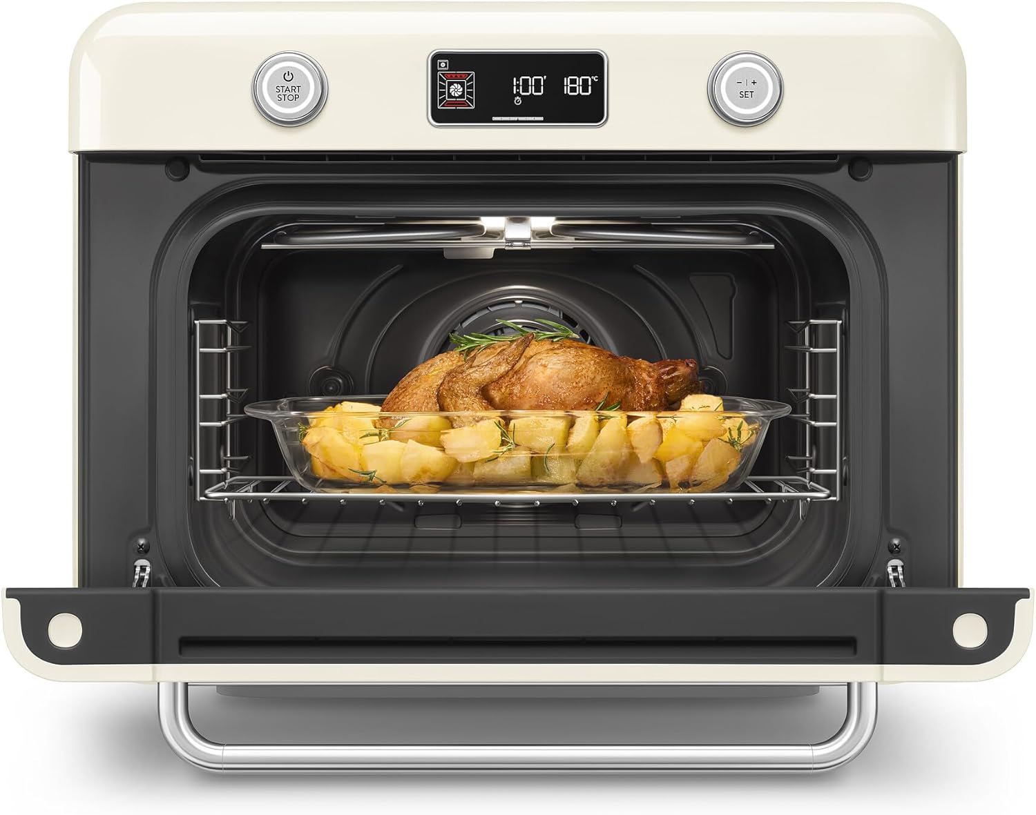 SMEG COF01Countertop Combi Oven - Multi-Function Grill, Air Fry, Steam, Bake, Convection, Defrost, and Warm, 10 Cooking Functions - Made In Italy