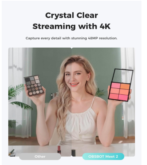 OBSBOT Meet 2-4K Webcam for PC with 1/2" Sensor, AI Framing & Autofocus