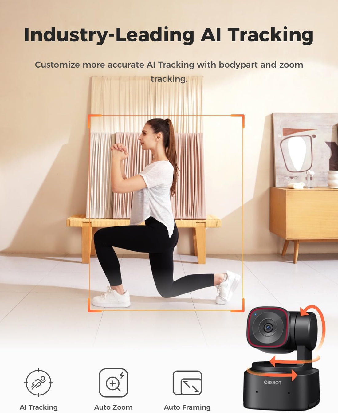 OBSBOT Tiny 2 Lite Webcam 4K, AI Tracking Streaming Camera, PTZ Camera With 1/2"Sensor, Gesture Control,60 FPS, HDR, Noise-Canceling Microphone, Web Camera for PC, Laptop, Meeting, Gaming, Class, etc.