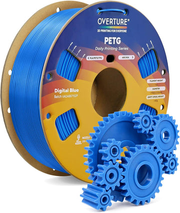 OVERTURE PETG Digital Blue Filament 1.75mm, 1kg (2.2lbs), Neatly Wound Durable PETG Filament for 3D Printer, Dimensional Accuracy +/- 0.02mm
