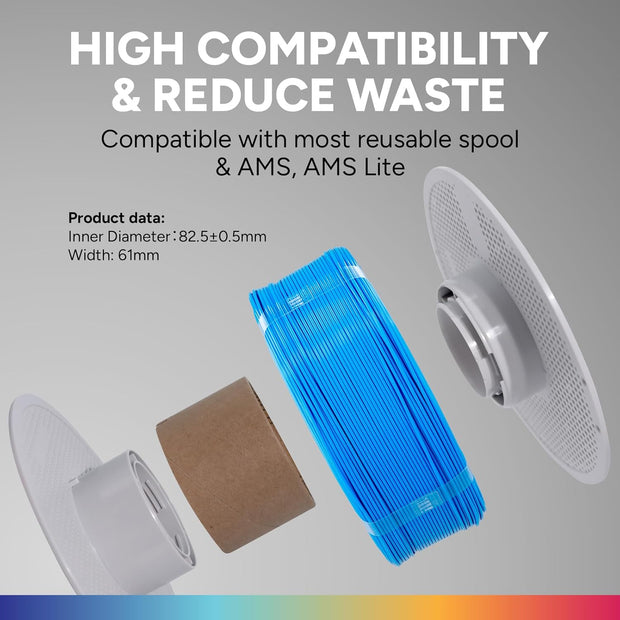 Case of 10 KG OVERTURE Refill PETG 1.75mm Spoolless 3D Printer Filament, 1kg (2.2lb) Refilament for Bambu Lab Reusable Spool, Accuracy +/- 0.02 mm, Fit Most FDM 3D Printers(Digital Blue)