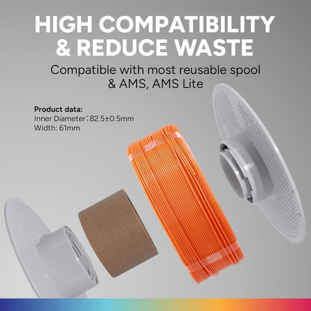 Case of 10 KG OVERTURE PETG Filament Refill 1.75mm, Rapid PETG Spooless 3D Printing Filament 1kg (2.2lb) for Bambu Lab, Accuracy +/- 0.02mm, Reusable Spool & Fit Most FDM Printers(Orange)