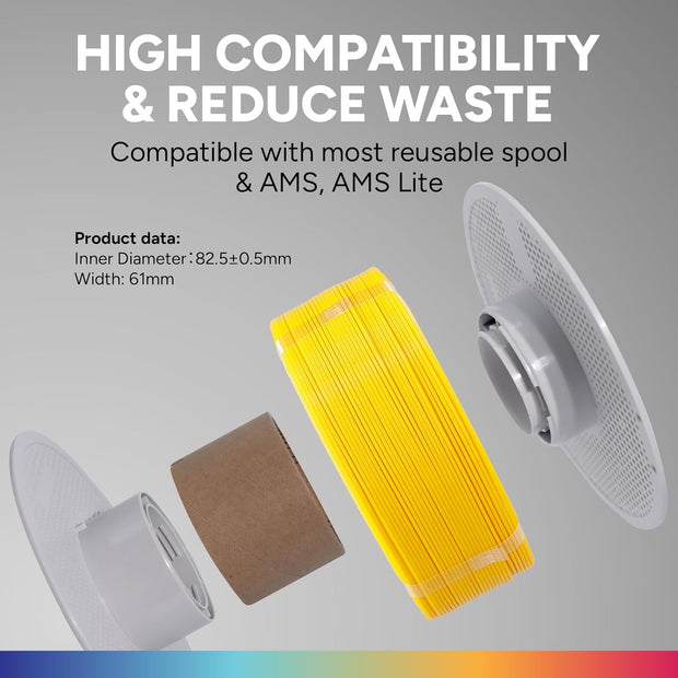 Case of 10 KG OVERTURE PETG Filament Refill 1.75mm, Rapid PETG Spooless 3D Printing Filament 1kg (2.2lb) for Bambu Lab, Accuracy +/- 0.02mm, Reusable Spool & Fit Most FDM Printers(Yellow)
