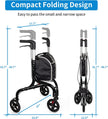 DEMO/ Planetwalk Premium 3 Wheel Rollator Walker for Seniors - Ultra Lightweight Foldable Walker for Elderly, Aluminum Three Wheel Mobility Aid, Black