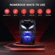 USED LIKE NEW Portable Bluetooth PA Speaker System - 600W 10” Outdoor BT Speaker - Includes 2 Wireless Microphones, Party Lights, USB SD Card Reader, FM Radio, Rolling Wheels - Remote Control - Pyle PPHP101WMB
