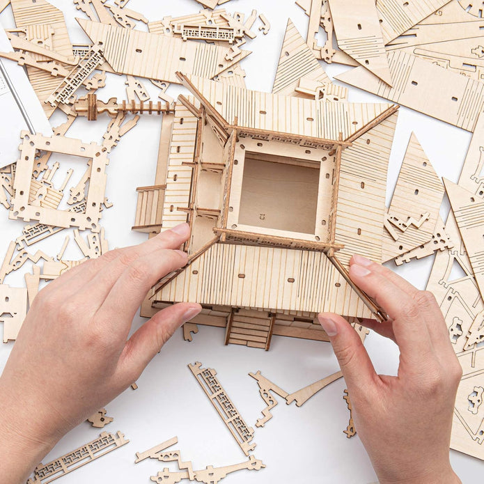 ROBOTIME 3D Puzzle for Adults Wooden Craft Kits DIY Model Building Kit (Five-Storied Pagoda) TGN02