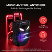 USED LIKE NEW Portable Bluetooth PA Speaker System - 600W 10” Outdoor BT Speaker - Includes 2 Wireless Microphones, Party Lights, USB SD Card Reader, FM Radio, Rolling Wheels - Remote Control - Pyle PPHP101WMB