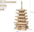 ROBOTIME 3D Puzzle for Adults Wooden Craft Kits DIY Model Building Kit (Five-Storied Pagoda) TGN02