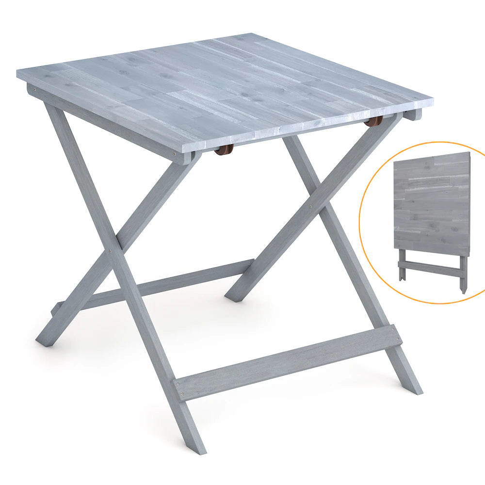 INTERBUILD Sydney 30 in L x 30 in W x 29 in H Acacia Folding Bistro Table, Dusk Grey