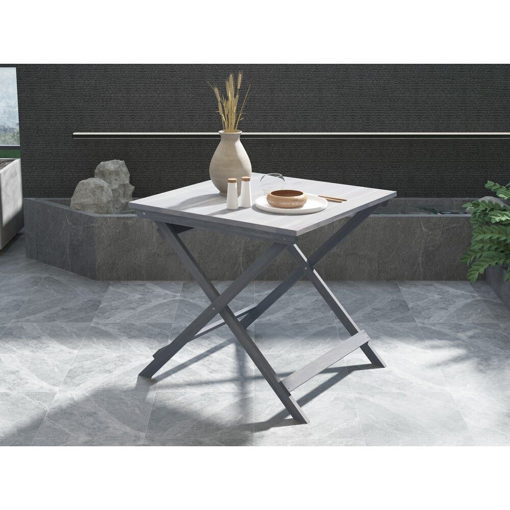 INTERBUILD Sydney 30 in L x 30 in W x 29 in H Acacia Folding Bistro Table, Dusk Grey