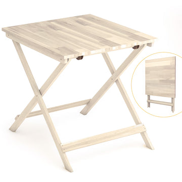 INTERBUILD Sydney 30 in L x 30 in W x 29 in H Acacia Folding Bistro Table, Organic White