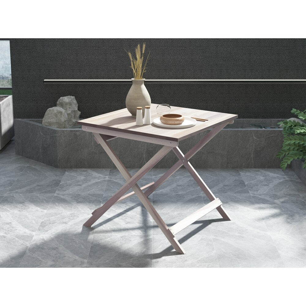INTERBUILD Sydney 30 in L x 30 in W x 29 in H Acacia Folding Bistro Table, Organic White