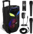 USED LIKE NEW Portable Bluetooth PA Speaker System - 600W 10” Outdoor BT Speaker - Includes 2 Wireless Microphones, Party Lights, USB SD Card Reader, FM Radio, Rolling Wheels - Remote Control - Pyle PPHP101WMB