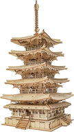 ROBOTIME 3D Puzzle for Adults Wooden Craft Kits DIY Model Building Kit (Five-Storied Pagoda) TGN02