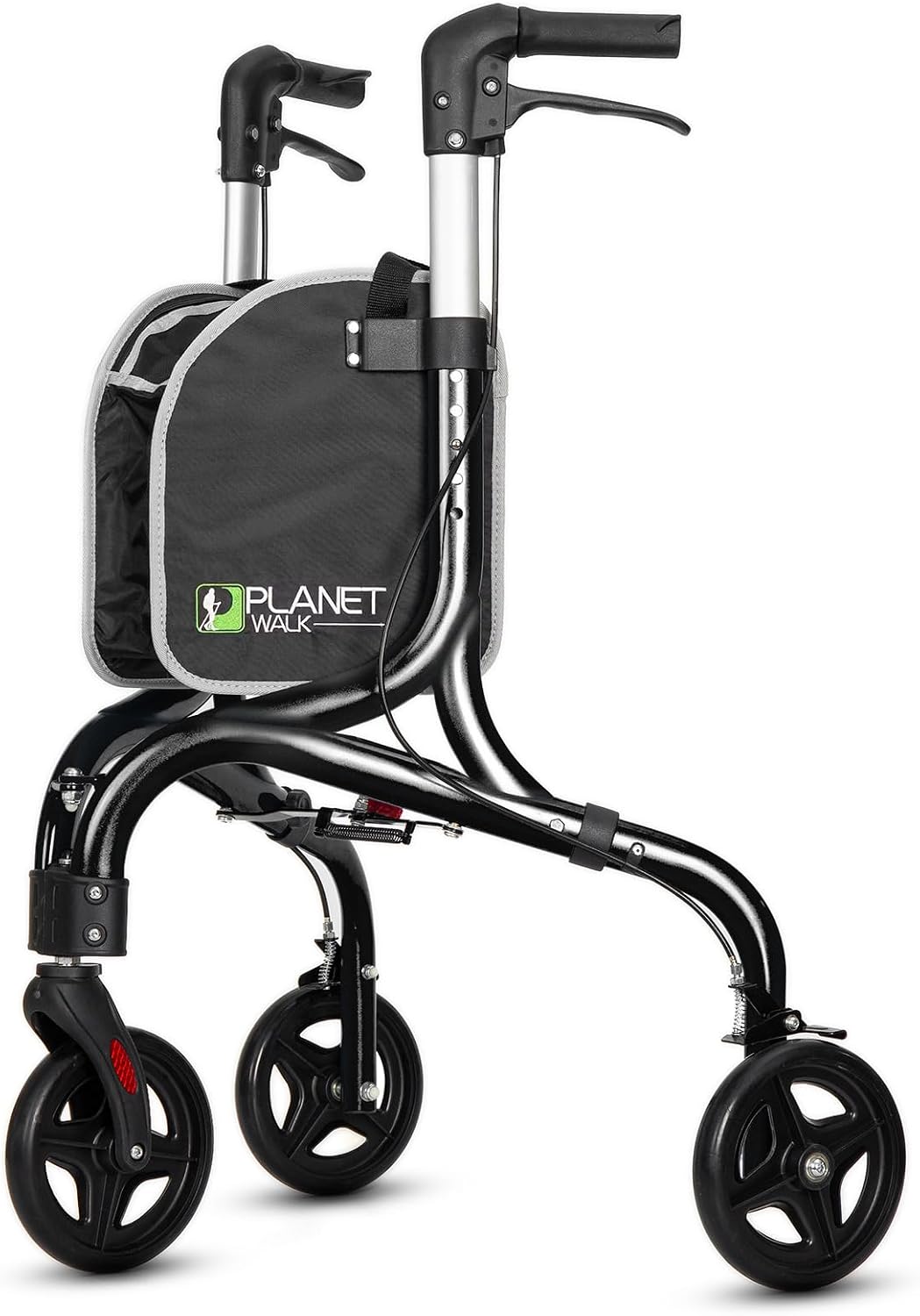 DEMO/ Planetwalk Premium 3 Wheel Rollator Walker for Seniors - Ultra Lightweight Foldable Walker for Elderly, Aluminum Three Wheel Mobility Aid, Black