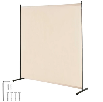 VEVOR 6FT Room Divider Single Panel Fabric Room Screen for Office Bedroom Beige