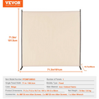 VEVOR 6FT Room Divider Single Panel Fabric Room Screen for Office Bedroom Beige