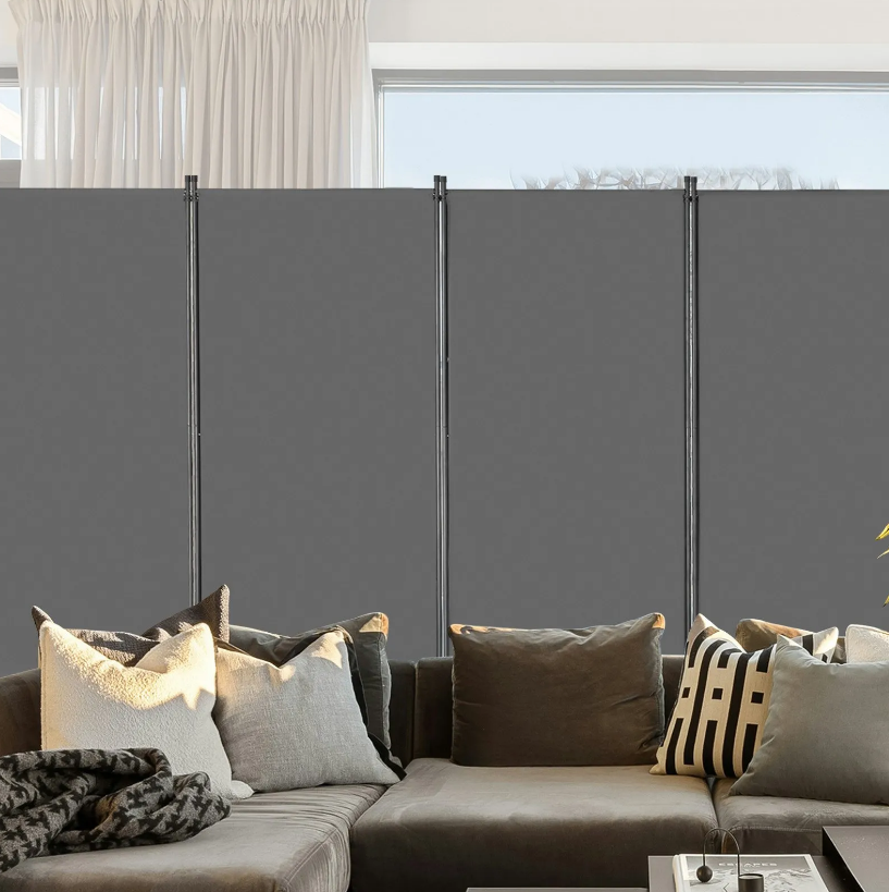 VEVOR Room Divider 4 Panels Fabric Room Privacy Screen for Office Bedroom Grey