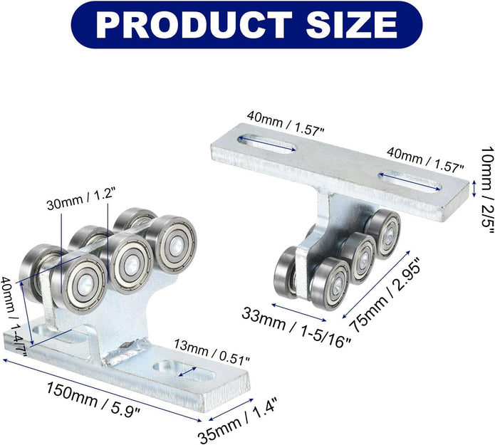 2 Pack Electric Hoist Installation Roller Trolley with 6 Wheels Roller Strut Trolley Beam Trolleys Assembly for Use with 1-5/8