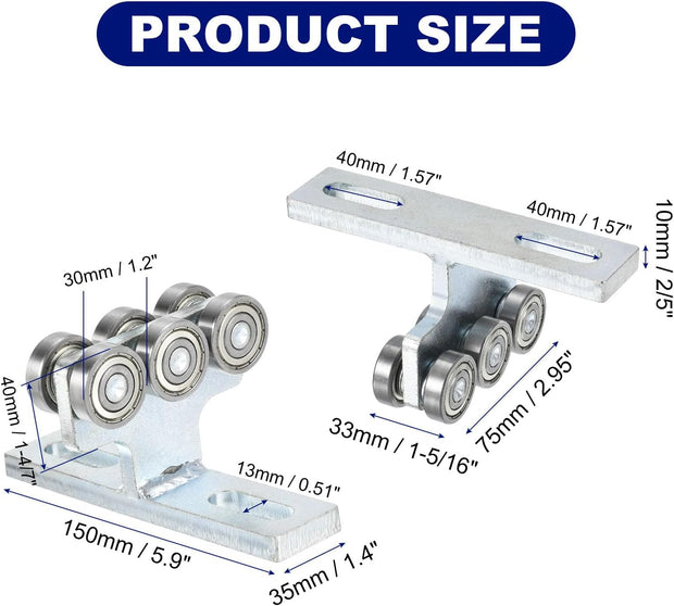 2 Pack Electric Hoist Installation Roller Trolley with 6 Wheels Roller Strut Trolley Beam Trolleys Assembly for Use with 1-5/8" Wide & All 1-5/8" Taller Strut Channels, Alloy Steel