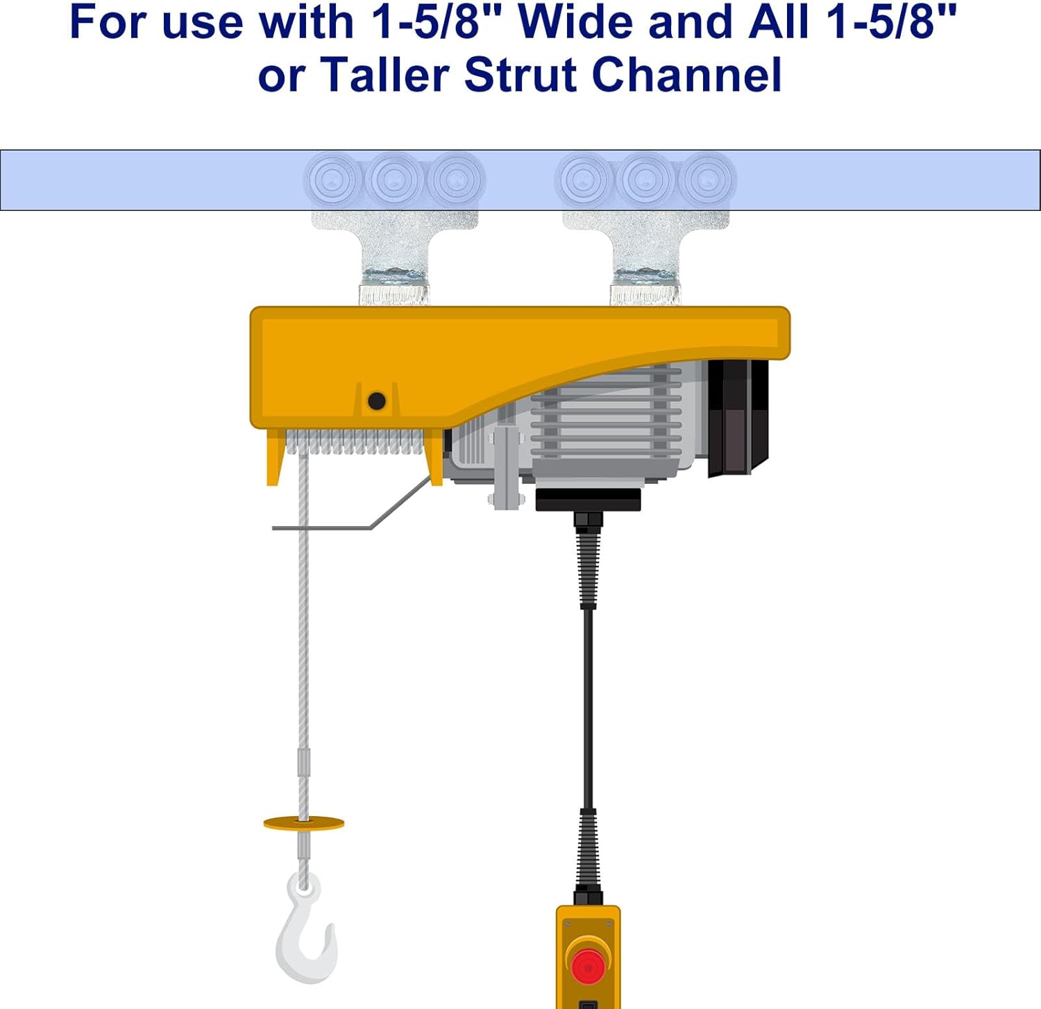 2 Pack Electric Hoist Installation Roller Trolley with 6 Wheels Roller Strut Trolley Beam Trolleys Assembly for Use with 1-5/8