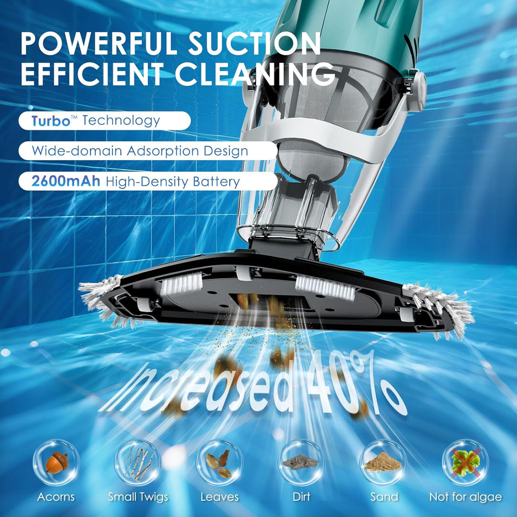 Ant-Link Pool Vacuum for Above Ground & Inground Pools, Rechargeable Cordless Handheld Pool Vacuum Cleaner, 80 Mins Runtime, Effortlessly Cleans Debris Underwater