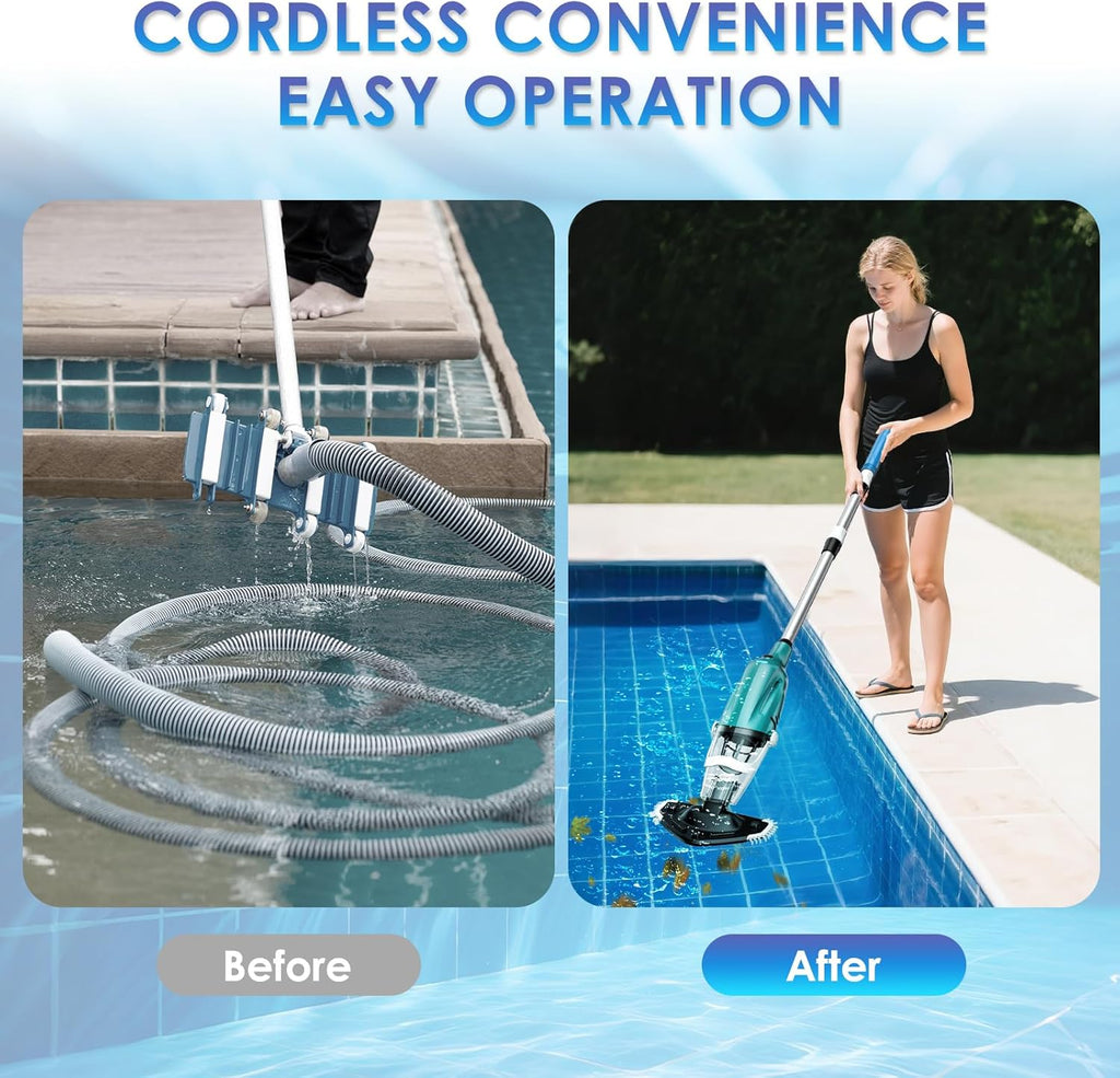 Ant-Link Pool Vacuum for Above Ground & Inground Pools, Rechargeable Cordless Handheld Pool Vacuum Cleaner, 80 Mins Runtime, Effortlessly Cleans Debris Underwater