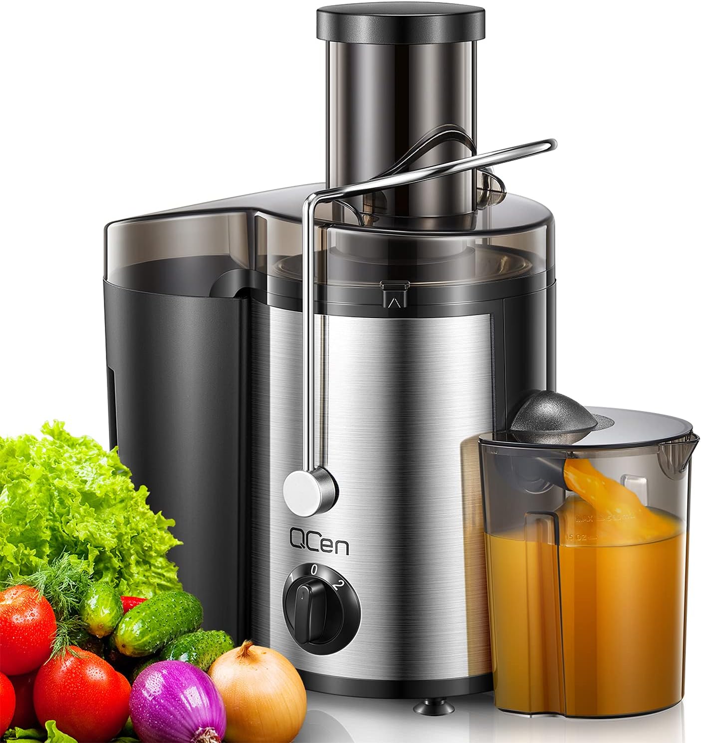 Juicer Machine, 800W Centrifugal Juicer Extractor with Wide Mouth 3” Feed Chute for Fruit Vegetable, Easy to Clean, Stainless Steel, BPA-free