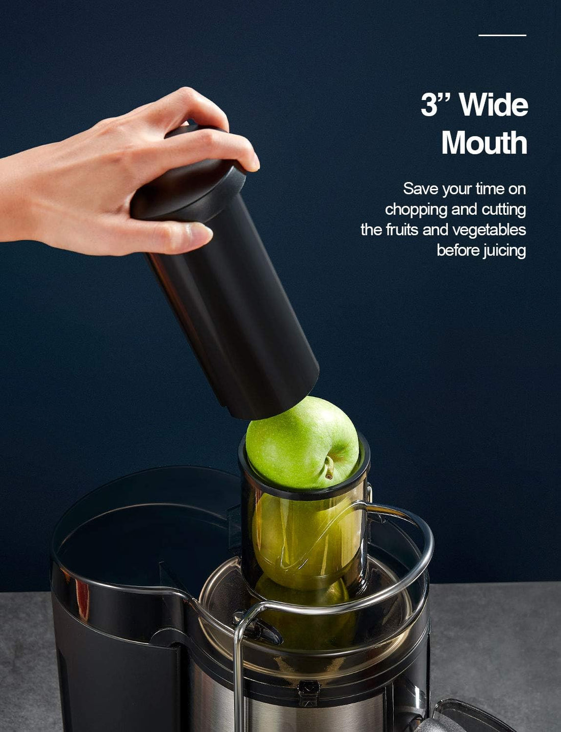 Juicer Machine, 800W Centrifugal Juicer Extractor with Wide Mouth 3” Feed Chute for Fruit Vegetable, Easy to Clean, Stainless Steel, BPA-free