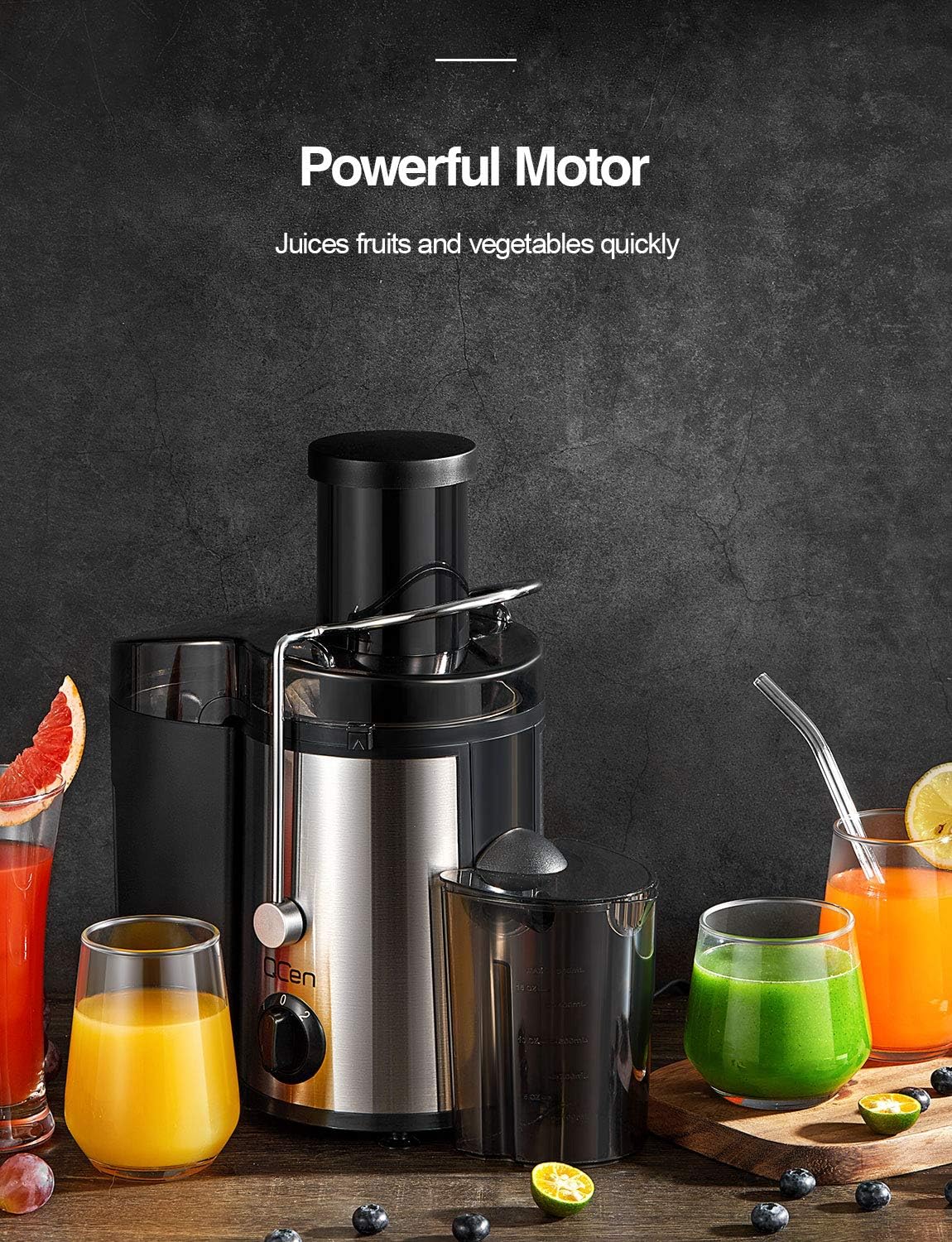 Juicer Machine, 800W Centrifugal Juicer Extractor with Wide Mouth 3” Feed Chute for Fruit Vegetable, Easy to Clean, Stainless Steel, BPA-free