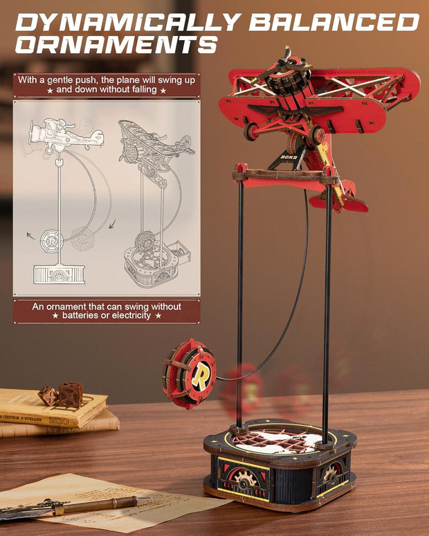 ROKR 3D Wooden Puzzles for Adults,Gravity Swing Model kit, 163Piece 3D Puzzles MCD01