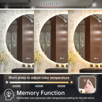 LED Round Bathroom Mirror 24 Inch Backlit Mirror Bathroom Lighted Mirror Dimmable Circle Mirror