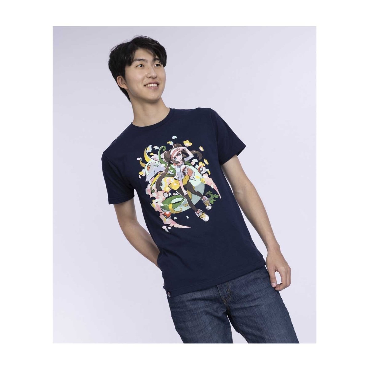 Rosa Pokémon Trainers Navy Relaxed Fit Crew Neck T-Shirt - Adult