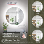 LED Round Bathroom Mirror 24 Inch Backlit Mirror Bathroom Lighted Mirror Dimmable Circle Mirror
