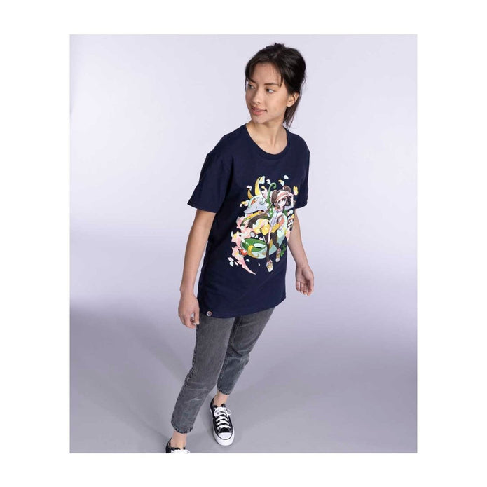 Rosa Pokémon Trainers Navy Relaxed Fit Crew Neck T-Shirt - Adult