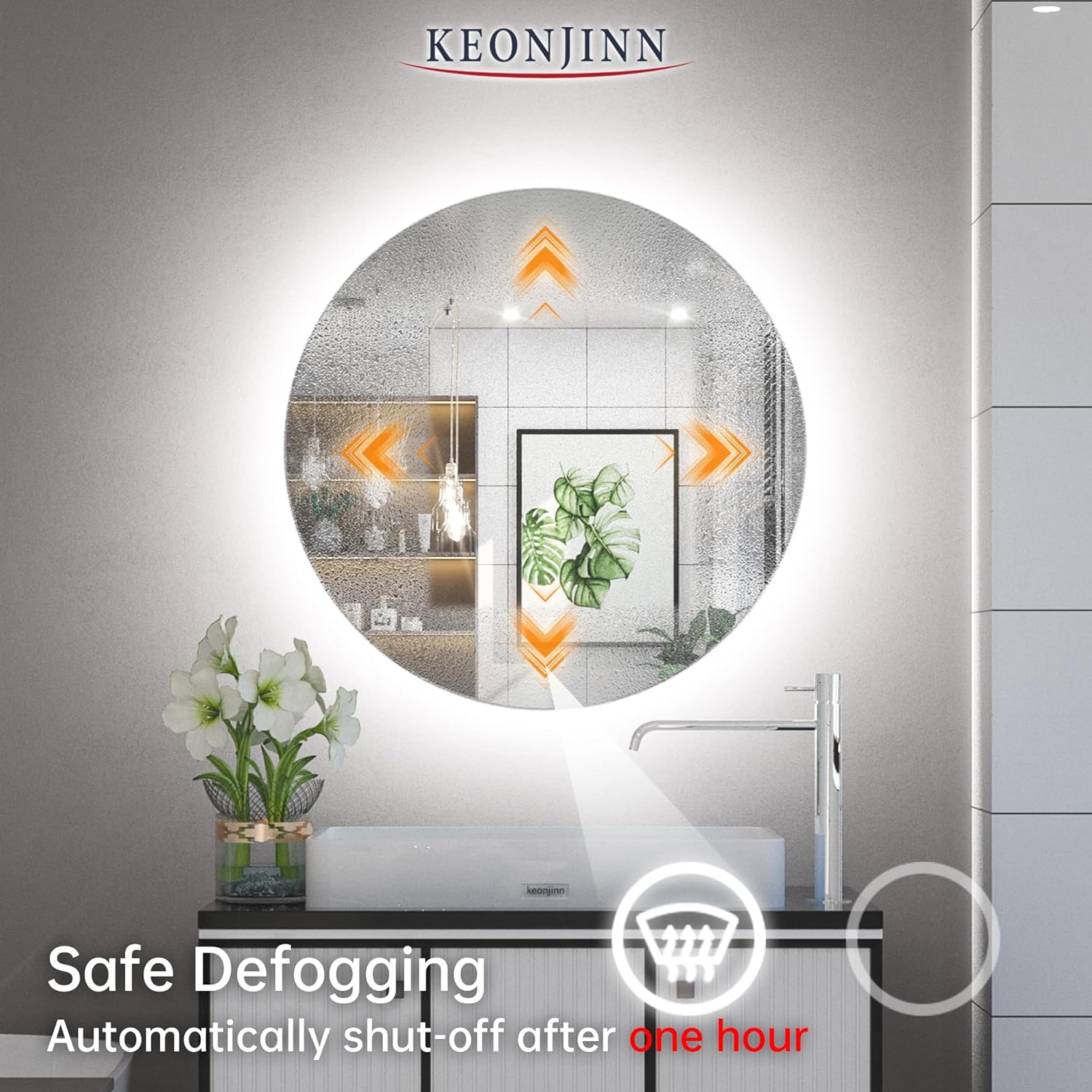 LED Round Bathroom Mirror 24 Inch Backlit Mirror Bathroom Lighted Mirror Dimmable Circle Mirror