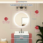 LED Round Bathroom Mirror 24 Inch Backlit Mirror Bathroom Lighted Mirror Dimmable Circle Mirror