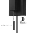 NEW/OPEN BOX Everett Matte Black Swing Arm Plug-In  Wall Sconce with White Fabric Shade