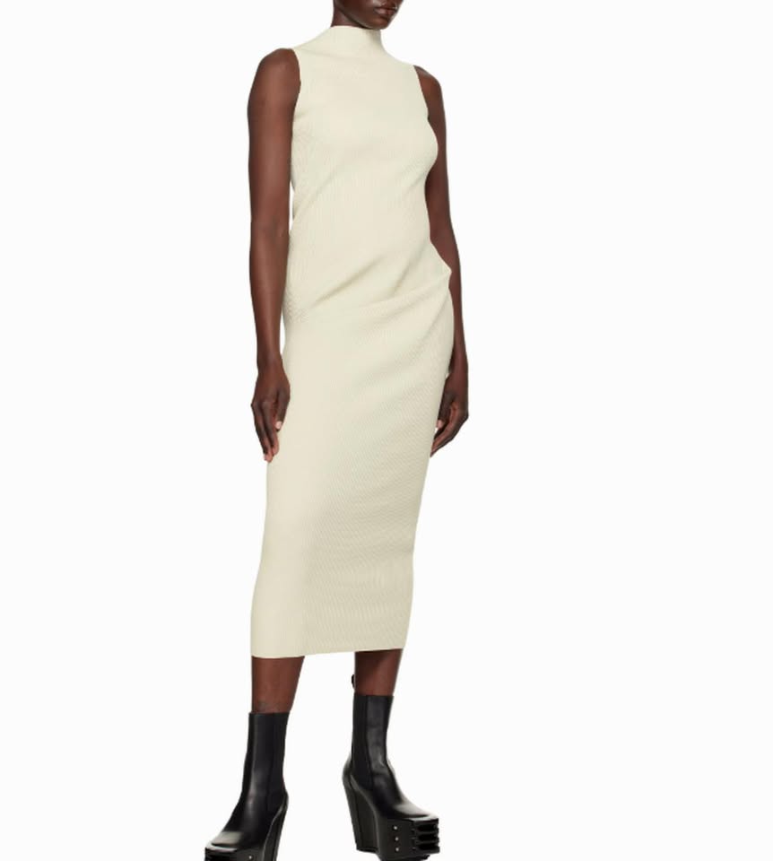 Rick Owens Off-White Hollywood Babel Midi Dress, Size XS