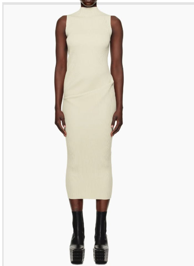 Rick Owens Off-White Hollywood Babel Midi Dress, Size XS