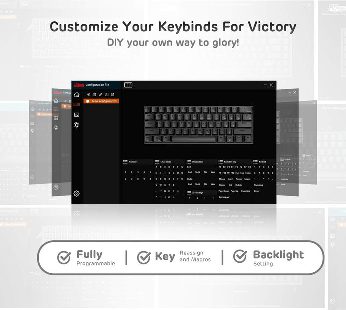 RK ROYAL KLUDGE RK61 Wireless 60% Triple Mode BT5.0/2.4G/USB-C Mechanical Keyboard, 61 Keys Bluetooth Mechanical Keyboard, Compact Gaming Keyboard with Software (Hot Swappable Blue Switch, Black)
