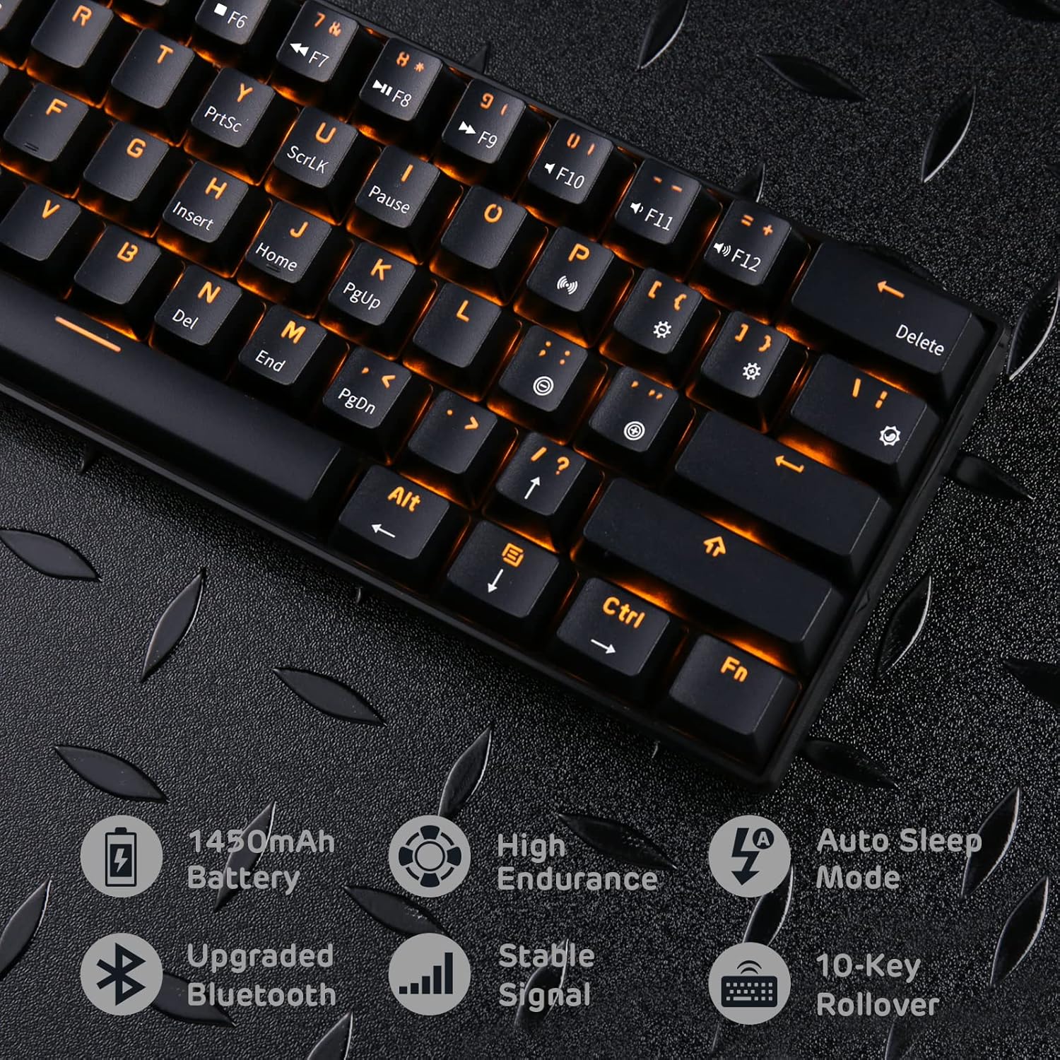 RK ROYAL KLUDGE RK61 Wireless 60% Triple Mode BT5.0/2.4G/USB-C Mechanical Keyboard, 61 Keys Bluetooth Mechanical Keyboard, Compact Gaming Keyboard with Software (Hot Swappable Blue Switch, Black)