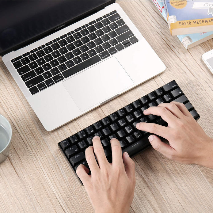 RK ROYAL KLUDGE RK61 Wireless 60% Triple Mode BT5.0/2.4G/USB-C Mechanical Keyboard, 61 Keys Bluetooth Mechanical Keyboard, Compact Gaming Keyboard with Software (Hot Swappable Blue Switch, Black)