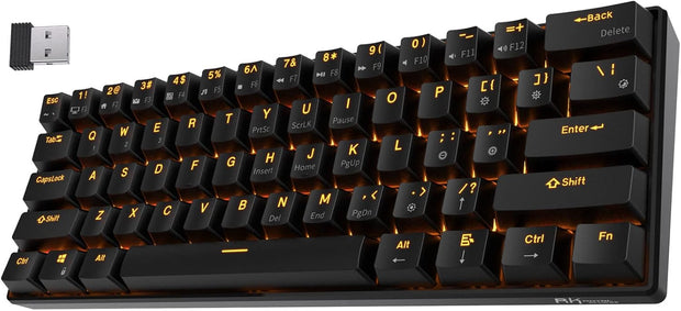 RK ROYAL KLUDGE RK61 Wireless 60% Triple Mode BT5.0/2.4G/USB-C Mechanical Keyboard, 61 Keys Bluetooth Mechanical Keyboard, Compact Gaming Keyboard with Software (Hot Swappable Blue Switch, Black)