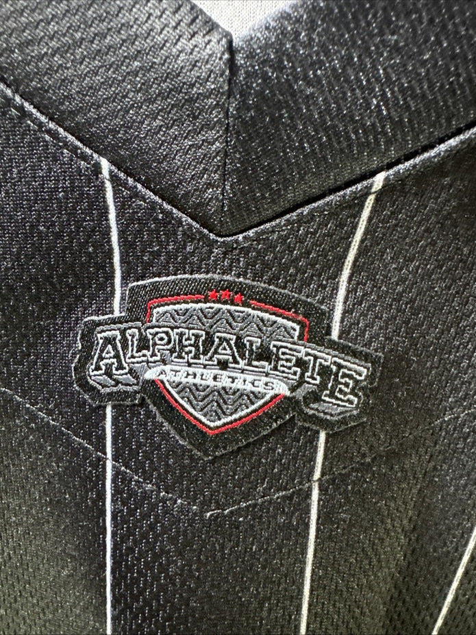 New ALPHALETE Men’s Varsity NFL Black Baseball Jersey ,size XS
